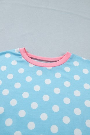 Polka Dot Contrast Edge Casual Short Set