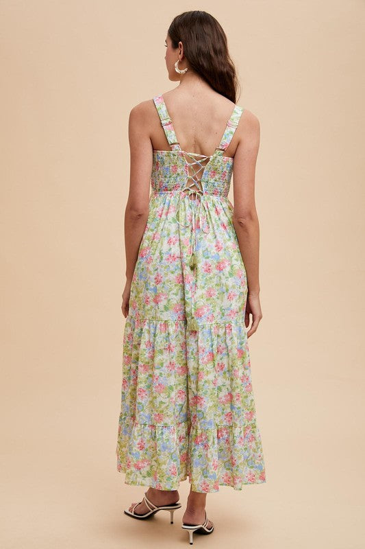Smocked Cotton Floral Maxi Dress