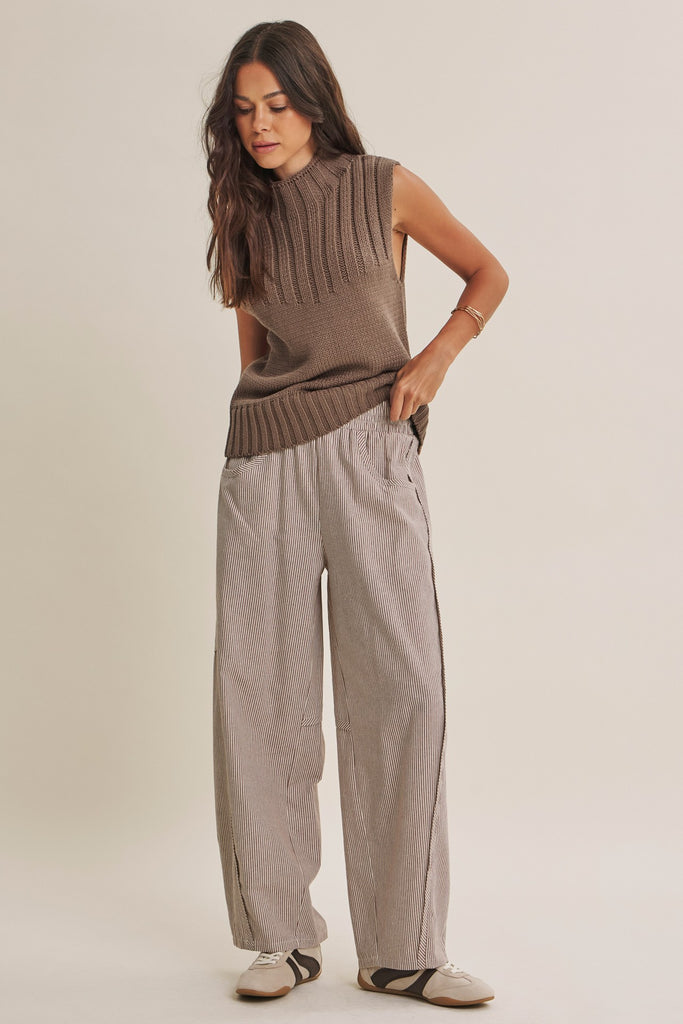 Quiet Cabin Days Ribbed Mock Neck Sweater Top