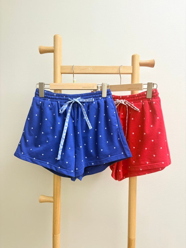4th Of July Polka Dot French Terry Mini Shorts