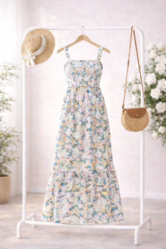 Meadow Bloom Sleeveless Floral Maxi Dress