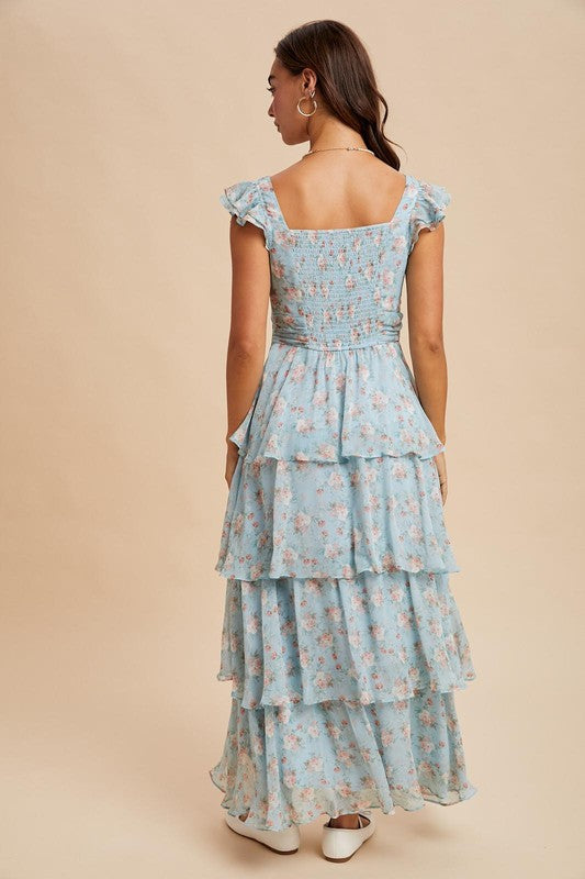 Tiered Chiffon Floral Dress
