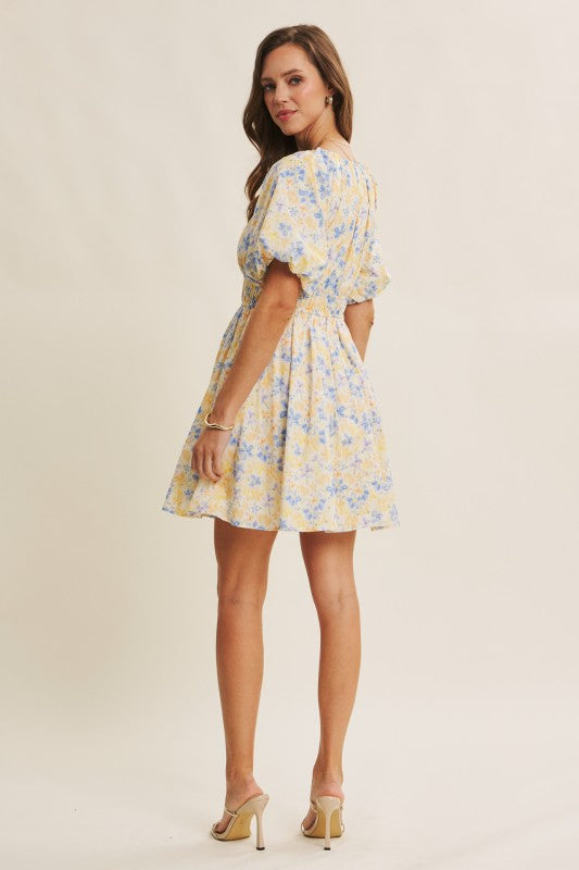 Spring Airy Watercolor Fit And Flare Mini Dress