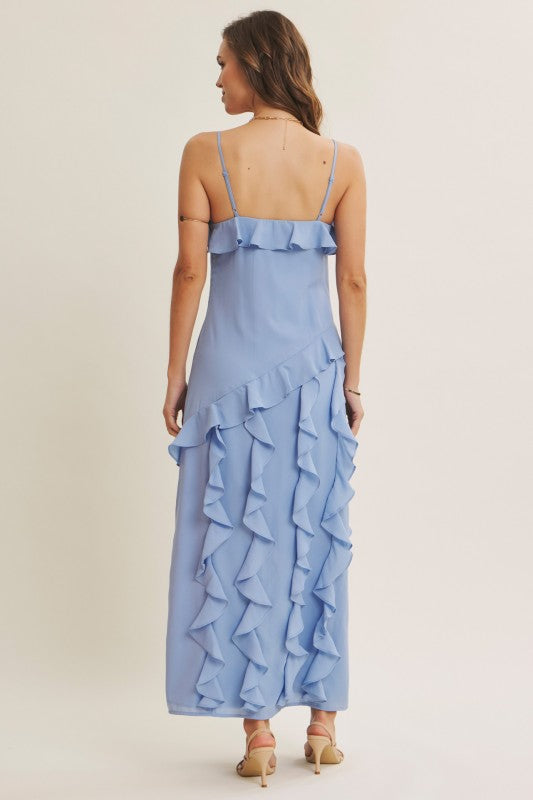 Hint Of Allure Ruffle Detailed Slit Maxi Dress