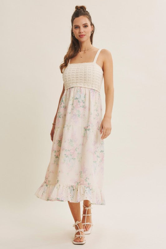 Dreamiest Crochet Twofer Midi Dress With Eyeelt