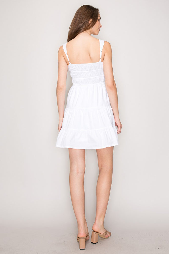 Tie Neck Sleeveless A-line Ruffle Hem Mini Dress