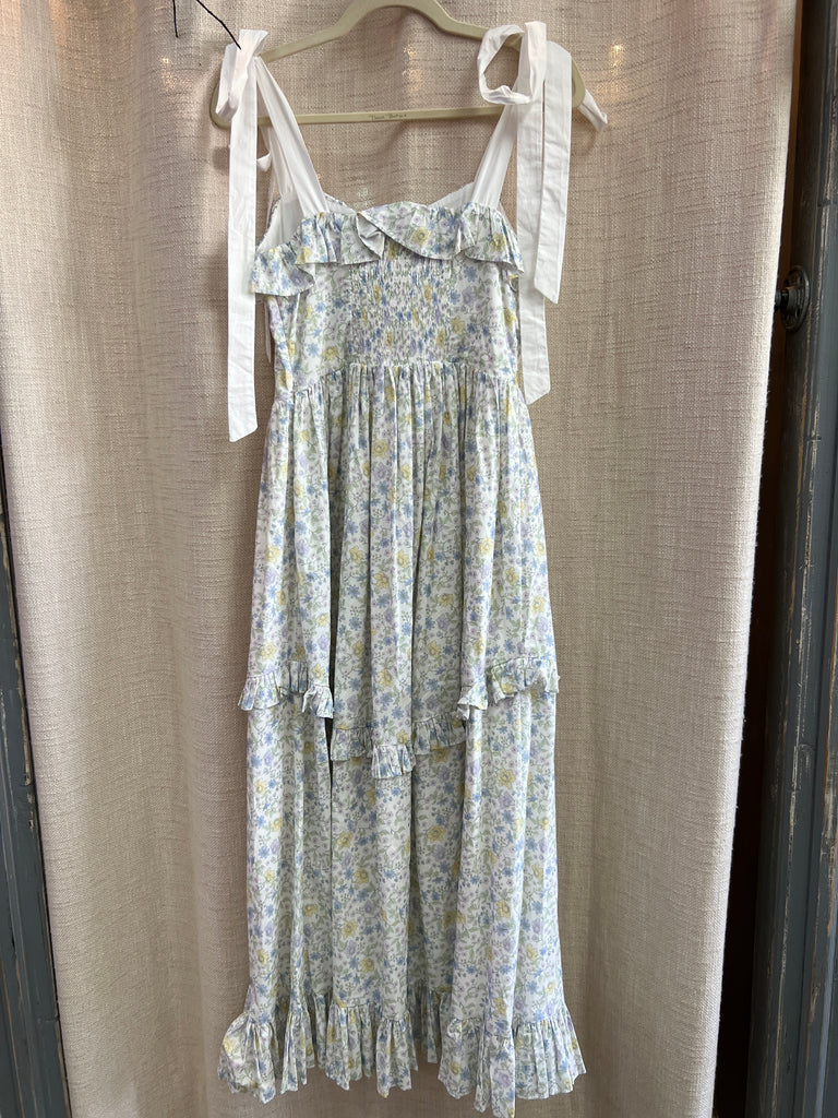 Floral Printed Contrast Shoulder Strap Midi Dress