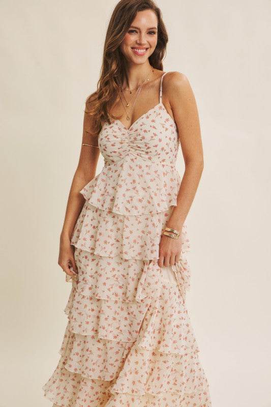 Ultra Flattering Floral Tiered Smocked Maxi Dress