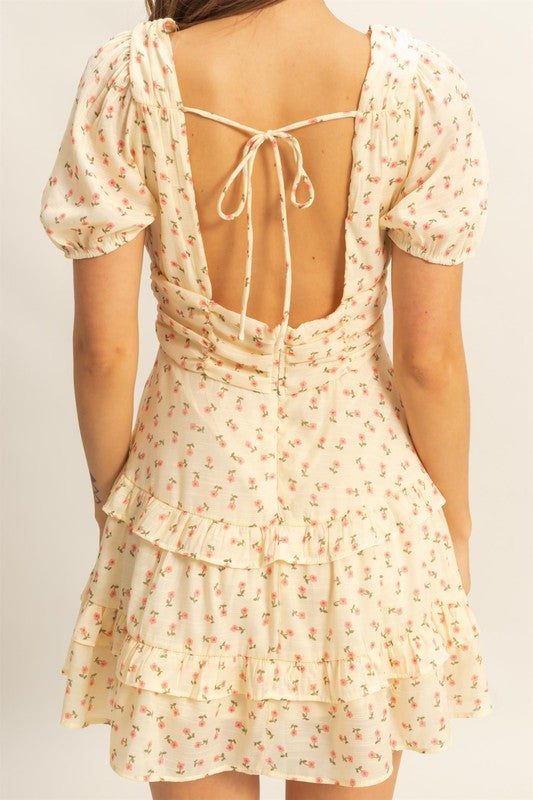 Ditsy Floral Print Tiered Mini Dress