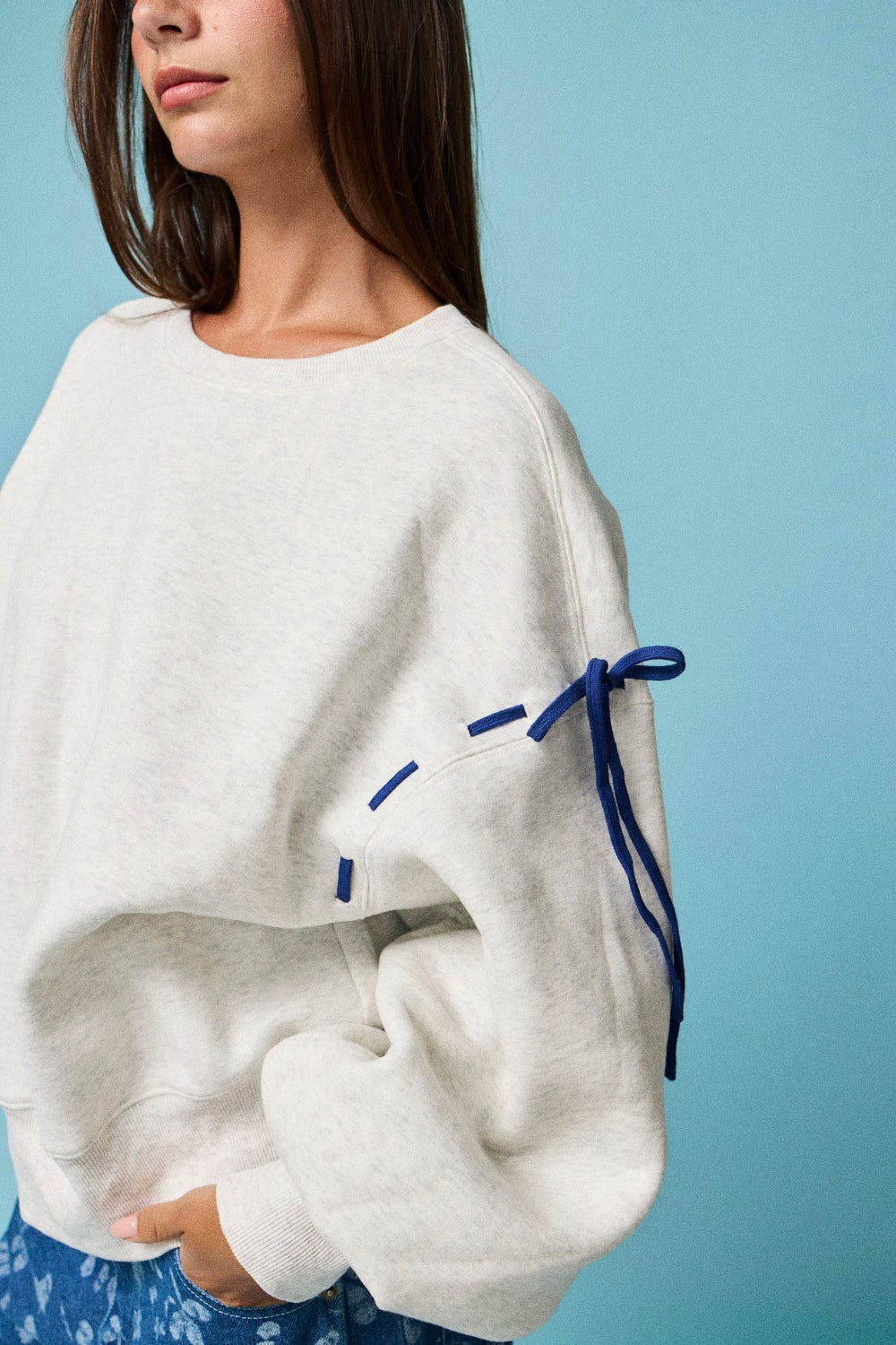 Oversized Tie-detail Sweatshirt