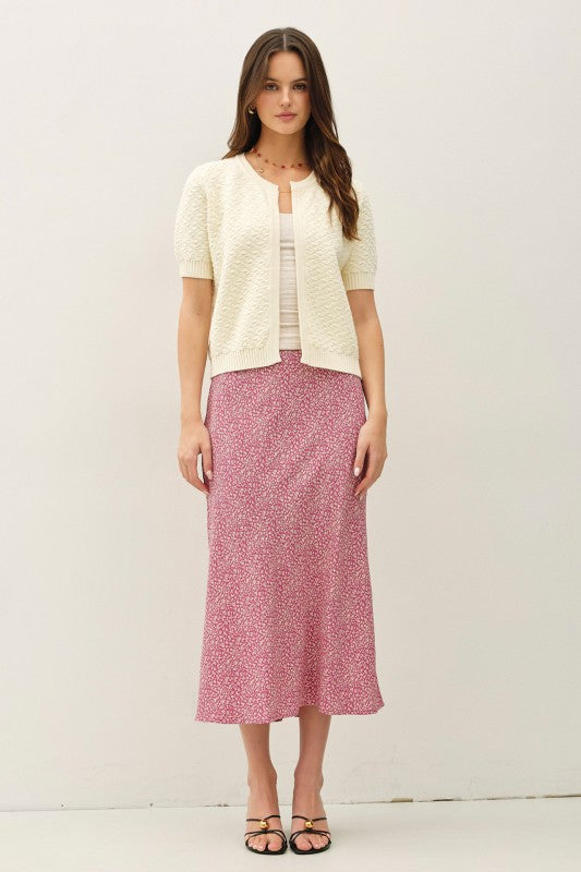 Textured Short Sleeve Cardigan