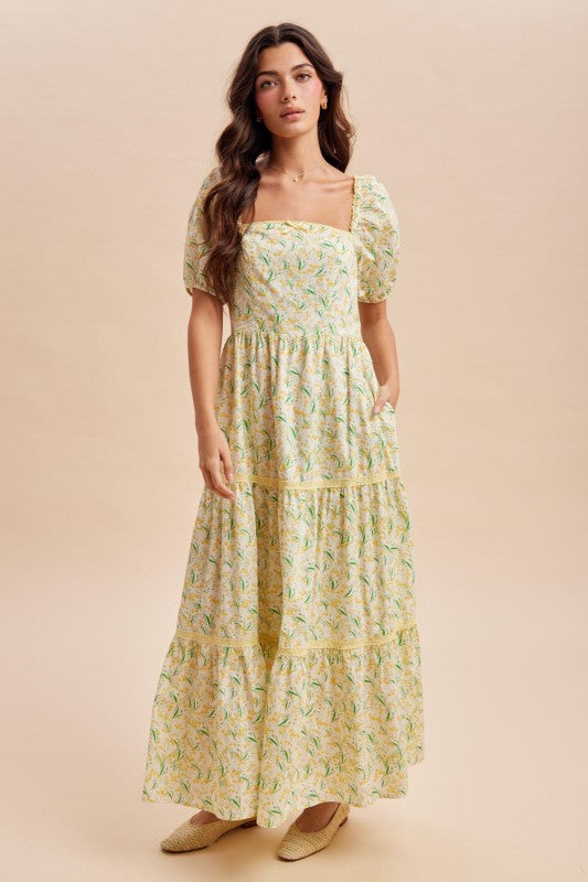 Floral Square Neck Maxi Dress