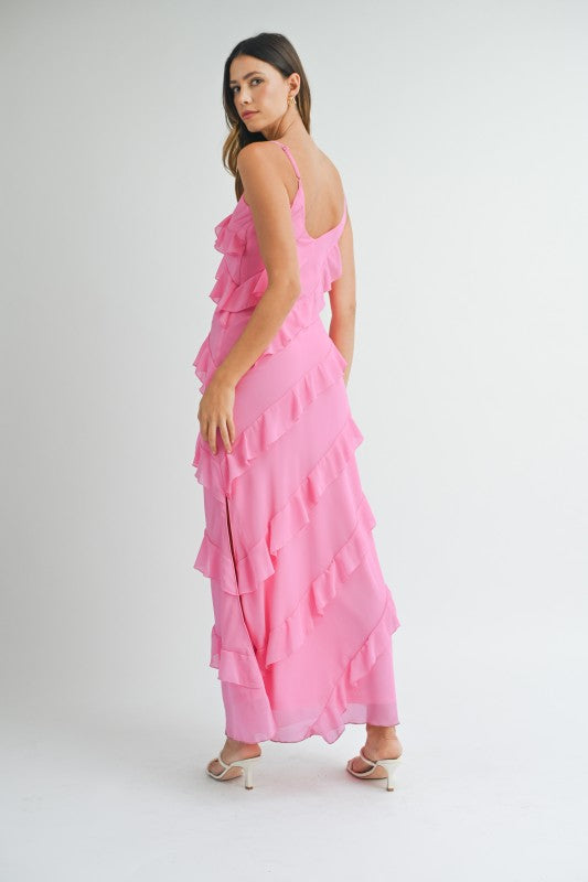Asymetrical Tiered Ruffled Maxi Dress