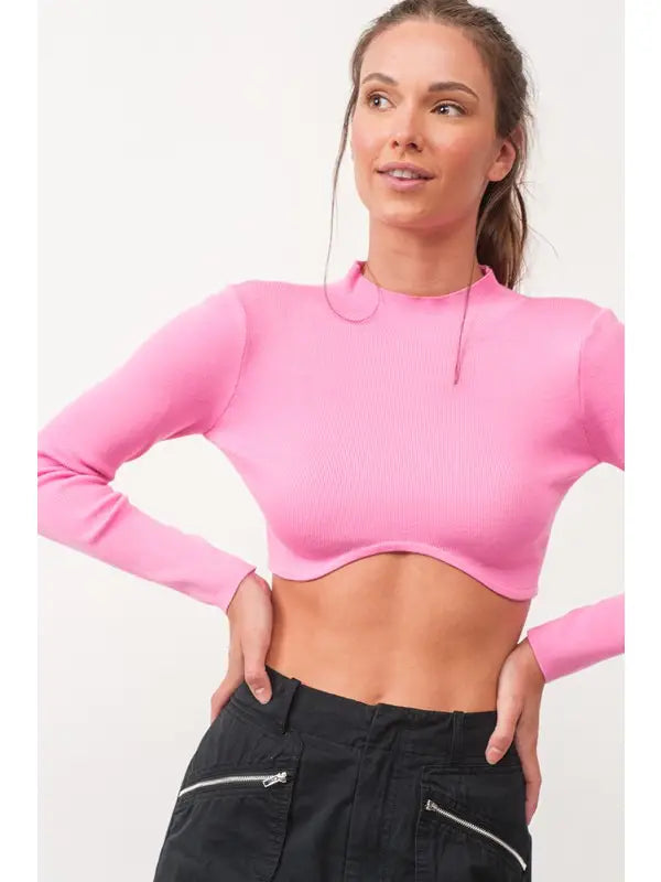 Remi long sleeve button slim fit crop top