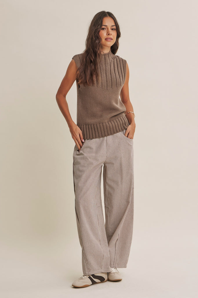 Quiet Cabin Days Ribbed Mock Neck Sweater Top