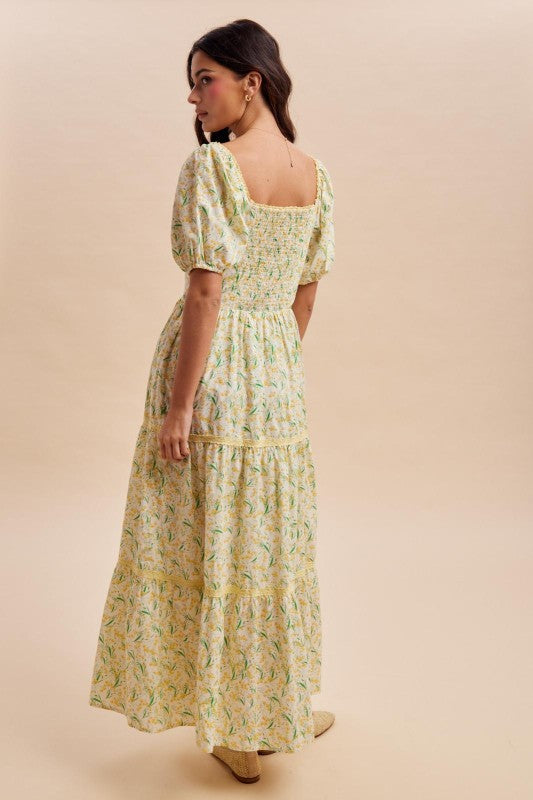 Floral Square Neck Maxi Dress