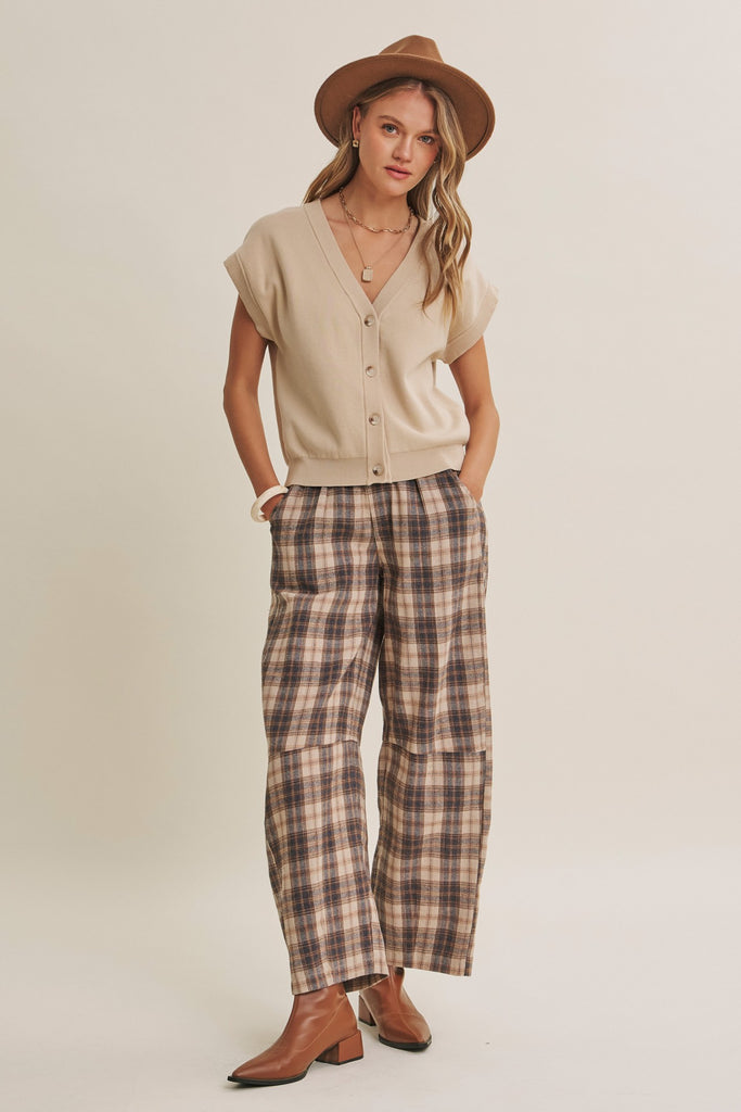 Seasonless Cotton Button-down Sweater Vest Cardigan