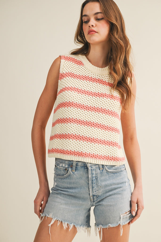 Waffle Weave Daydream Stripe Knit Vest