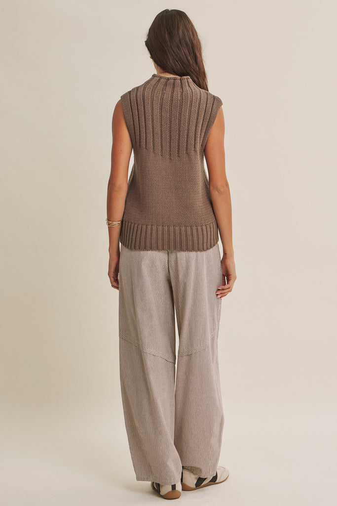 Quiet Cabin Days Ribbed Mock Neck Sweater Top
