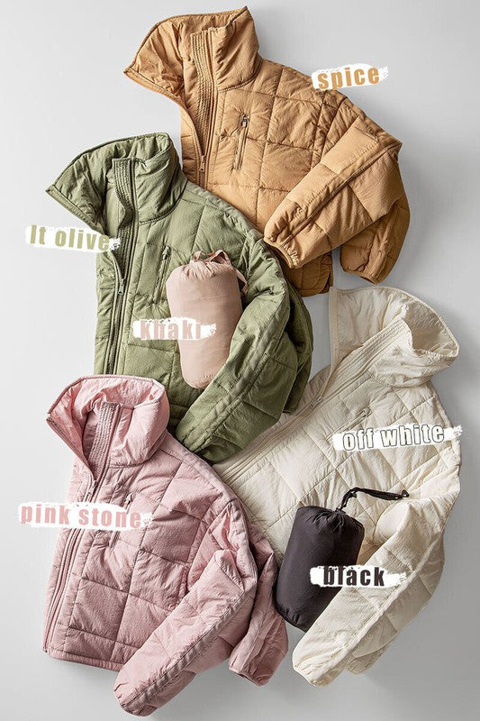QUILTED WATER RESISTANT PUFFER JACKET