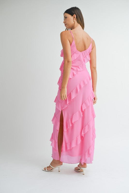 Asymetrical Tiered Ruffled Maxi Dress