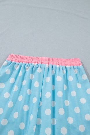 Polka Dot Contrast Edge Casual Short Set