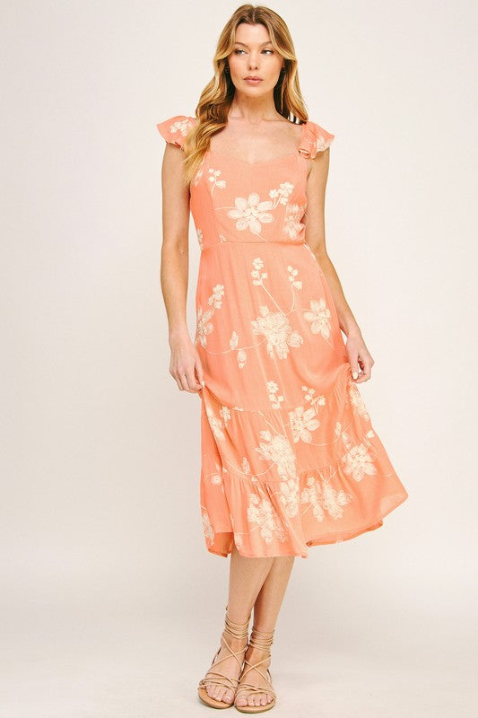 Meadow Breeze Embroidered Flutter Dress