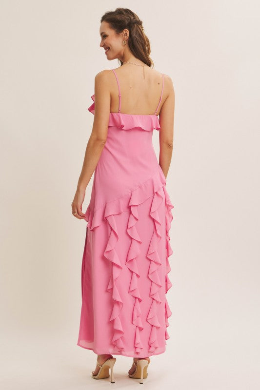 Hint Of Allure Ruffle Detailed Slit Maxi Dress