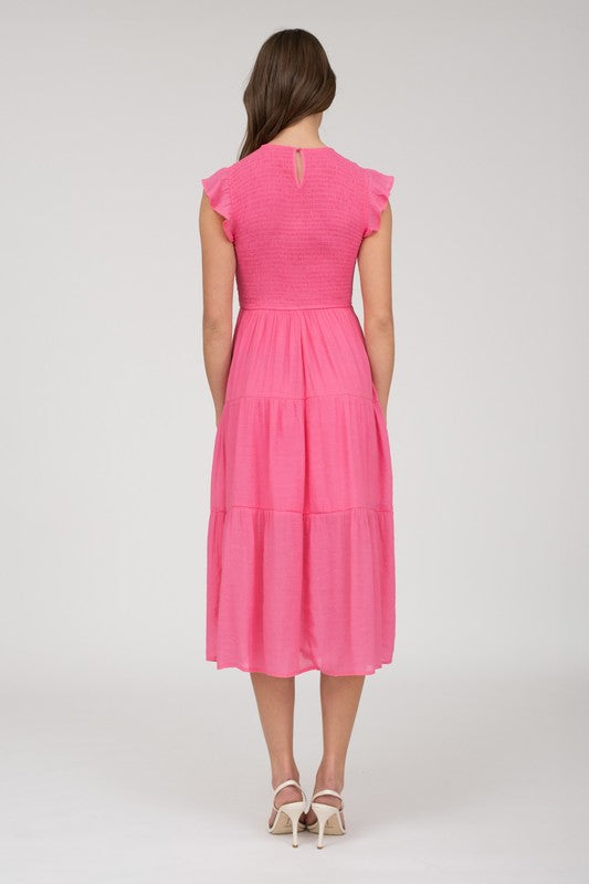 Smocked Tiered Midi Dress