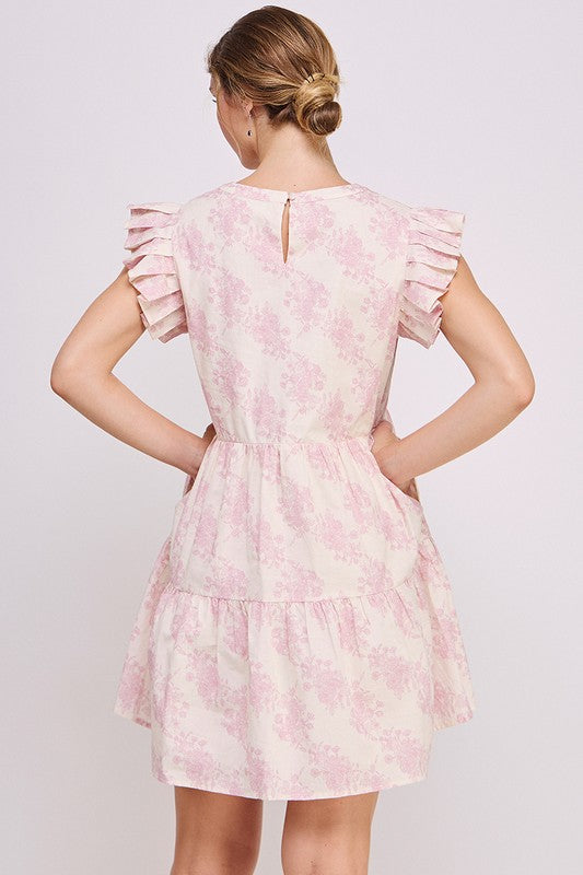 Ruffle Sleeve Floral Mini Dress