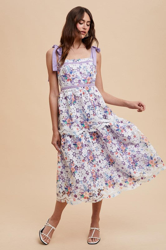 Crochet Lace Floral Maxi Dress