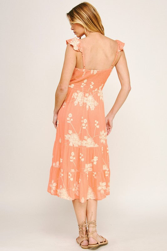 Meadow Breeze Embroidered Flutter Dress