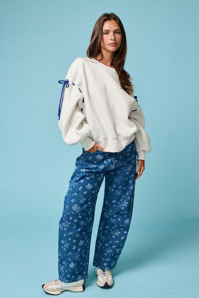 Oversized Tie-detail Sweatshirt