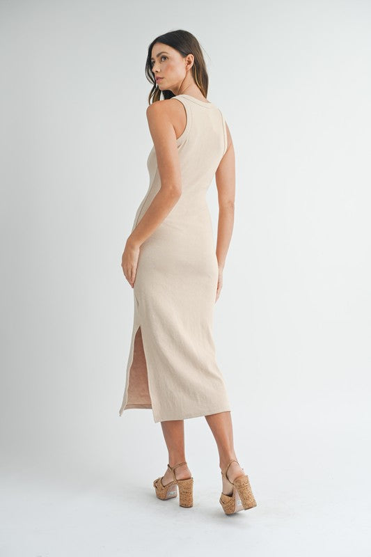 BODYCON RIBBED MIDI DRESS