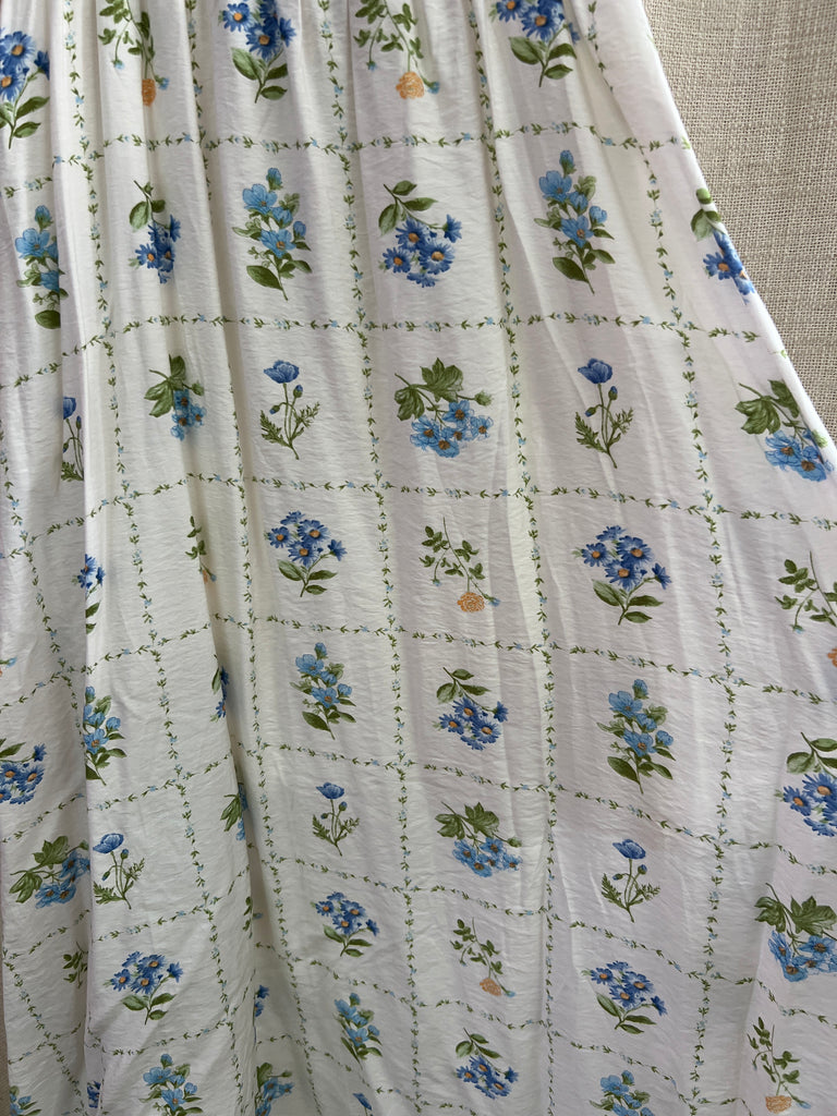 Floral Tile Pattern Scalloped Tie Strap Midi Dress