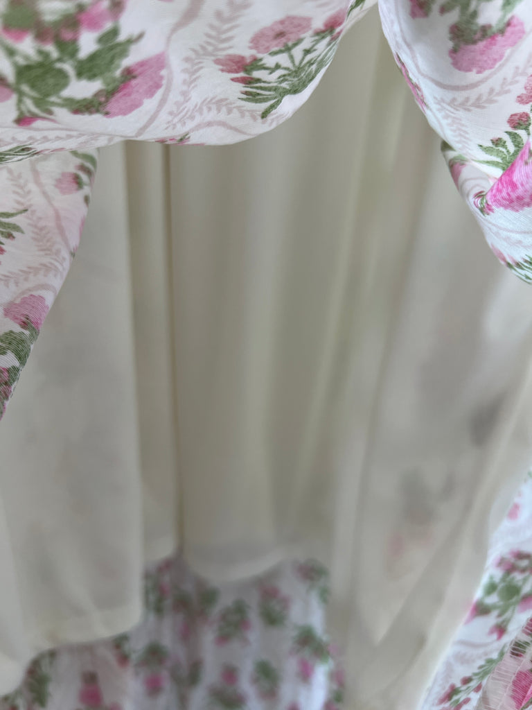 Floral Tile Pattern Smocked Sleeveless Midi Dress