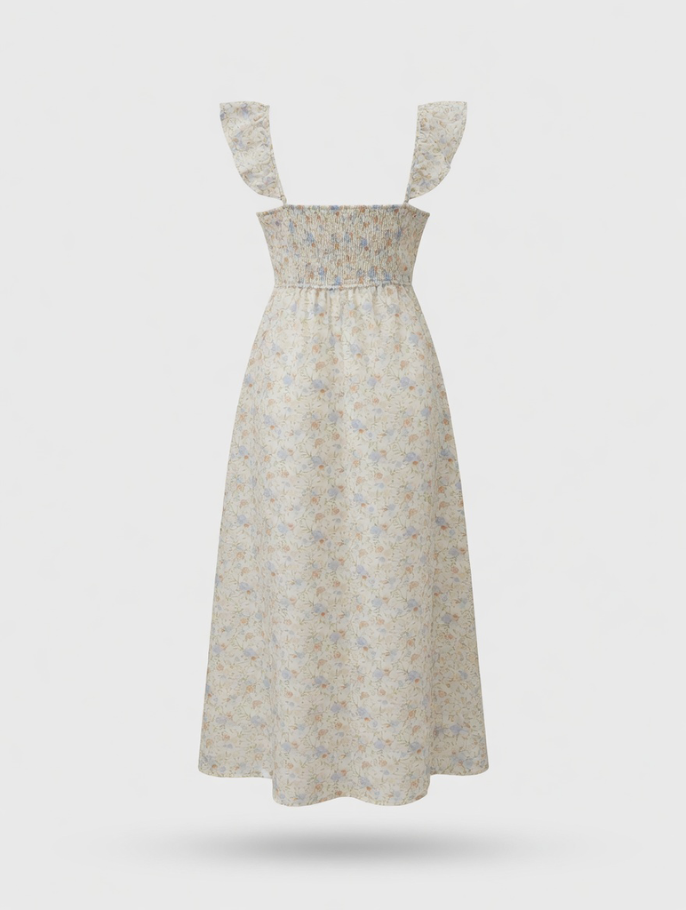 Floral Ruffle Strap Midi Dress
