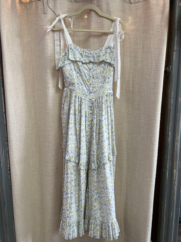 Floral Printed Contrast Shoulder Strap Midi Dress