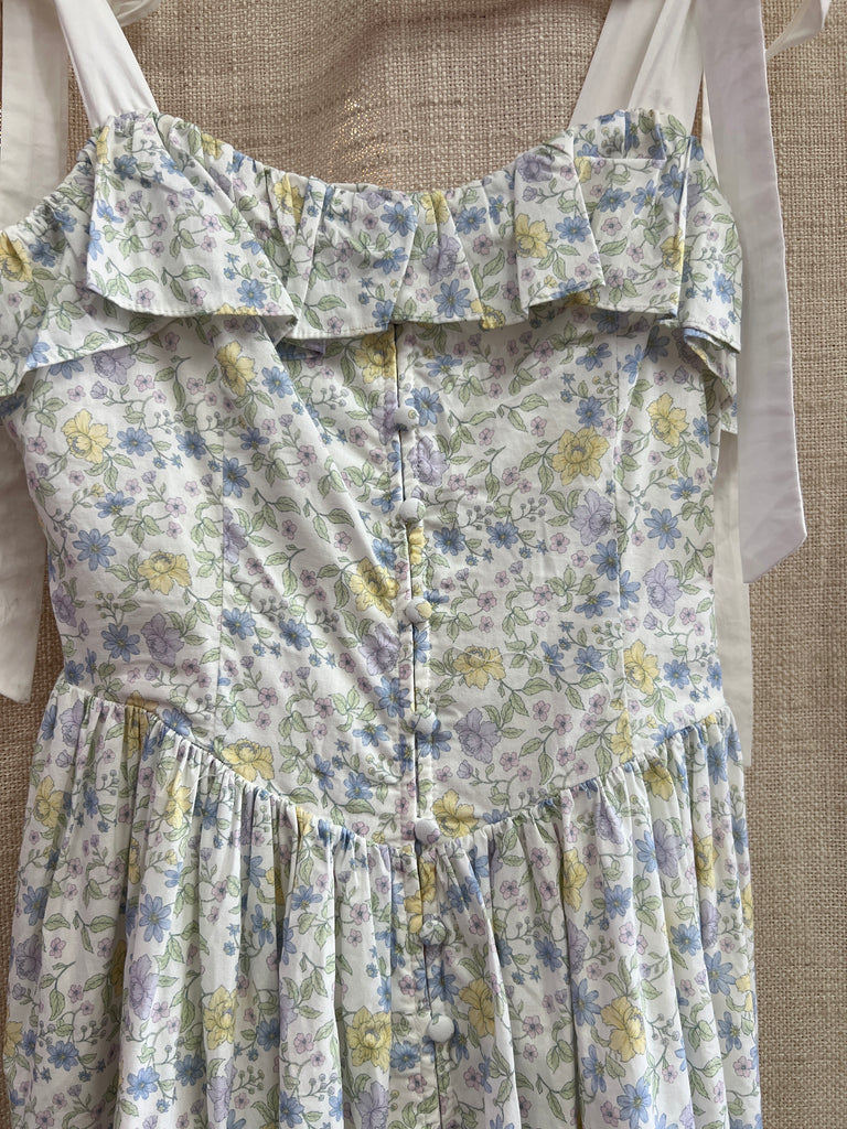 Floral Printed Contrast Shoulder Strap Midi Dress