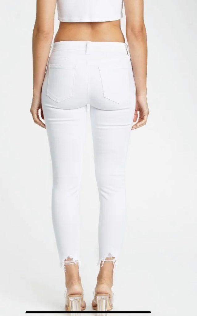 Josie Mid Rise Skinny Jeans, Pearly White