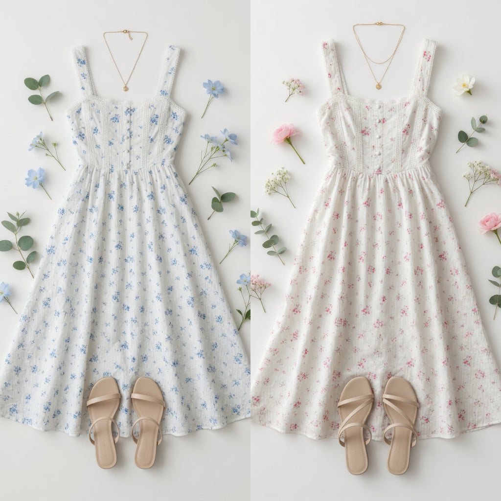 Floral Stripe Clip Dot Sleeveless Maxi Dress