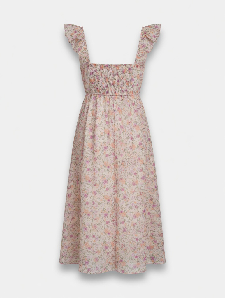 Floral Ruffle Strap Midi Dress