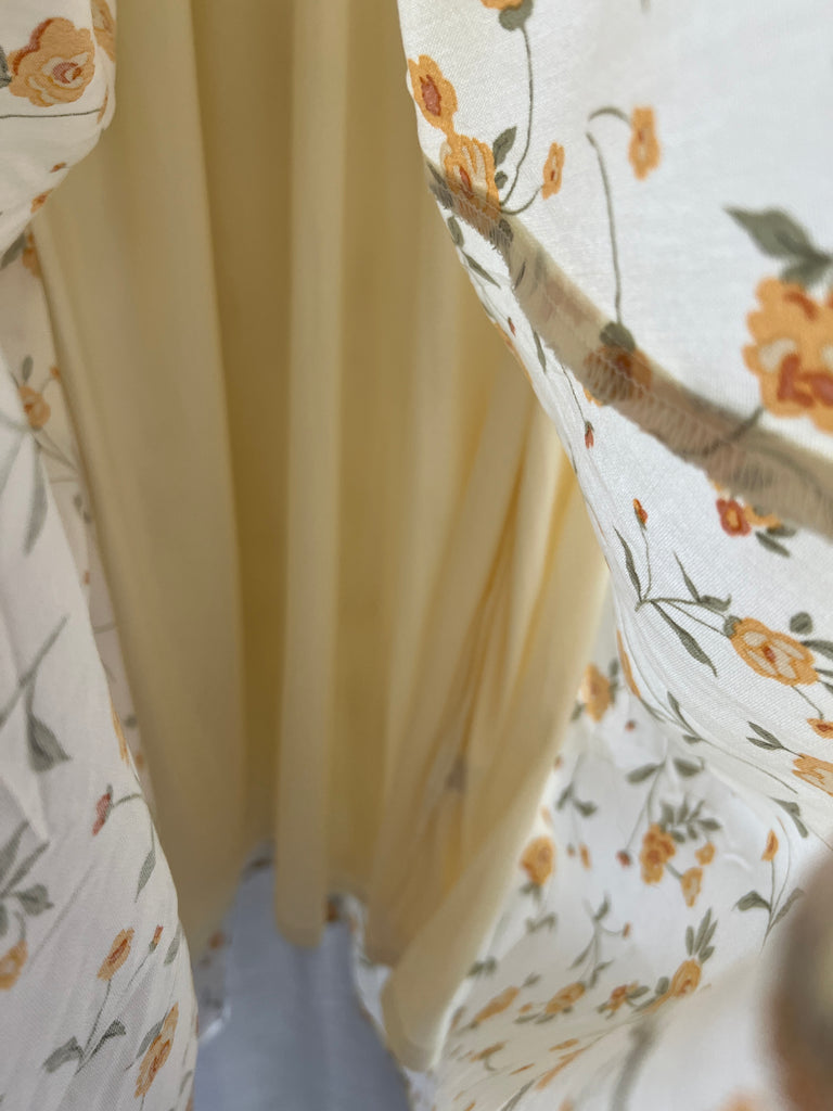 Floral V Neck Sleeveless Corset Midi Dress