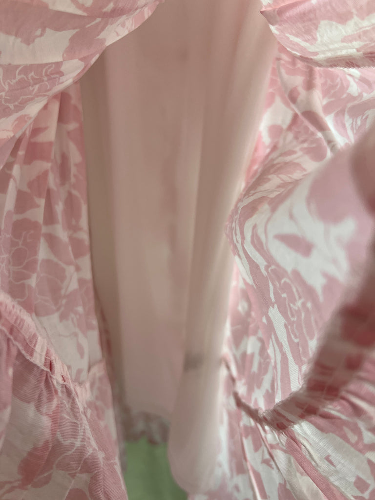 Floral Puff Sleeve Smocked Tiered Midi Dress