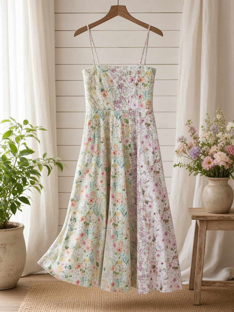 Mixed Floral Midi Dress
