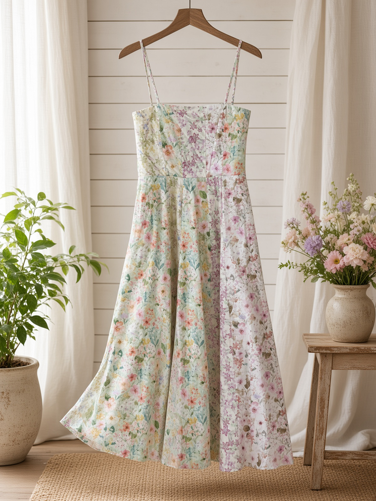 Mixed Floral Midi Dress