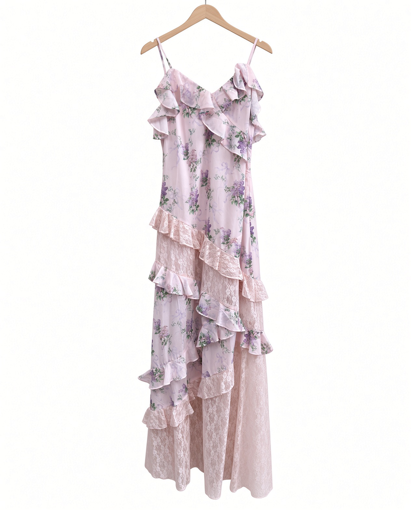 Floral Lace Ruffle Maxi Dress(i)