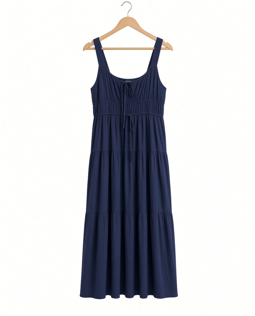 Front Tie Keyhole Detail Sleeveless Midi Dress