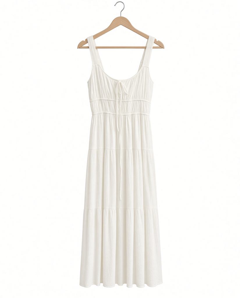 Front Tie Keyhole Detail Sleeveless Midi Dress