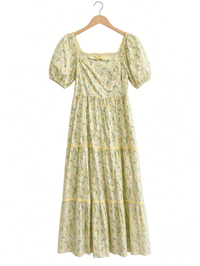 Floral Square Neck Maxi Dress